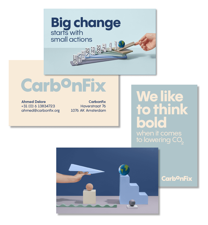 Carbonfix Businesscards Big Change starts with small actions, We like to think bold when it comes to lowering CO2